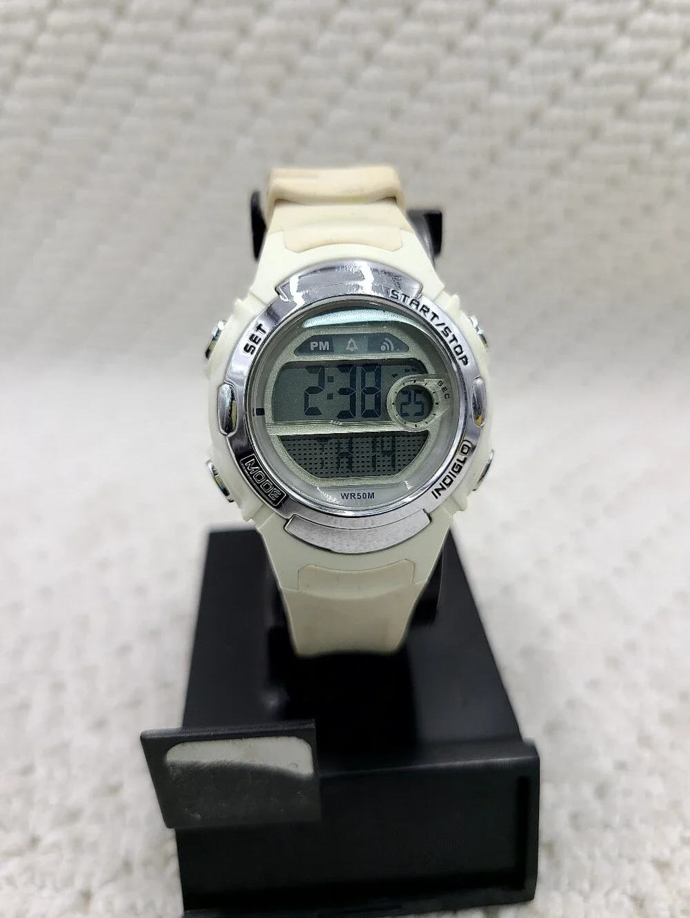 White Digital Sports Smartwatch with LCD Display